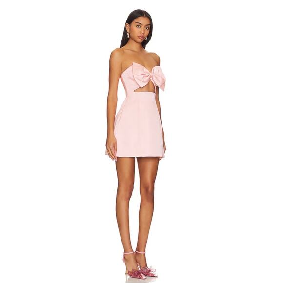 Sau Lee Estelle Bow Cutout Strapless Mini Dress in Powder Pink Size 2 - Picture 3 of 8